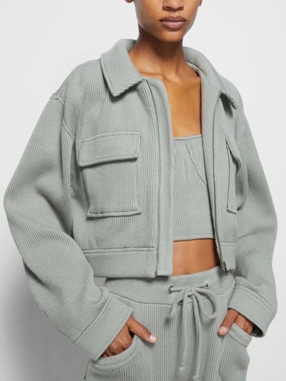 Jonathan Simkhai Standard Linza Jacket Utility Jacket in Sage Green Sz XS